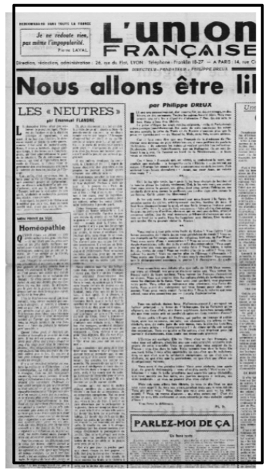union française, 1943, journal, seconde guerre mondiale
